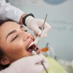 non-surgical gum disease treatment on a woman