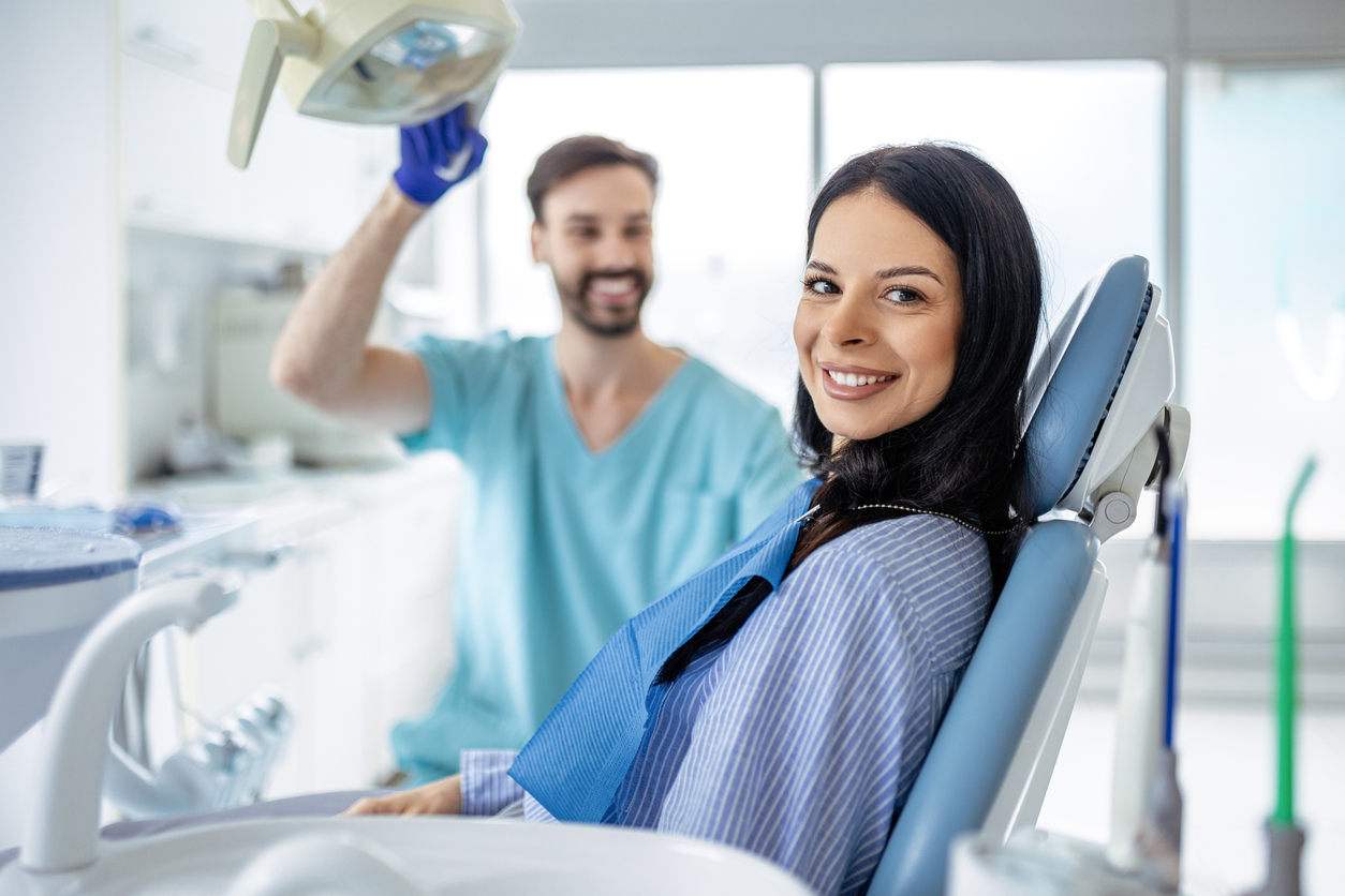stress-free happy patient at the periodontist's office